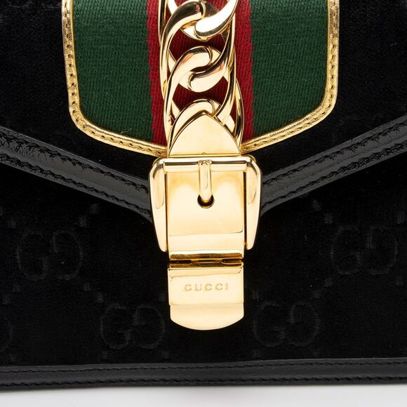 Gucci GG Velvet Web Sylvie Mini Top Handle - Picture 9 of 14